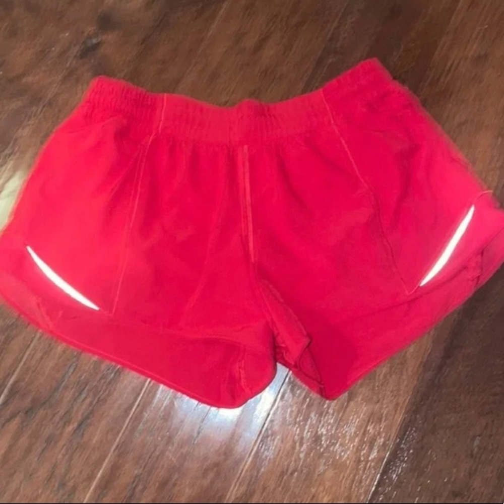 lululemon red 4 inch hotty hot shorts